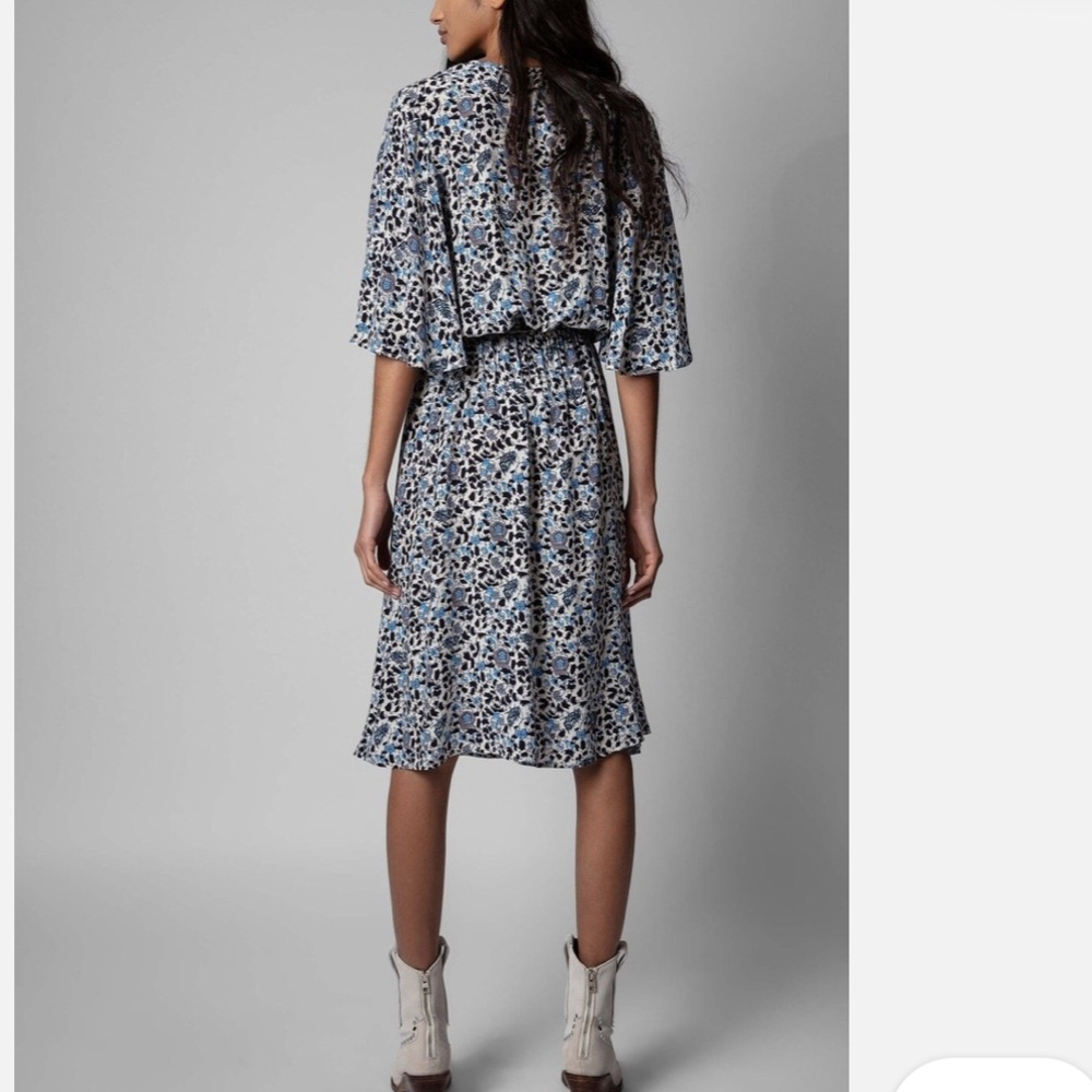 Zadig & Voltaire Soft Blue Floral Midi Dress - Picture 2 of 5